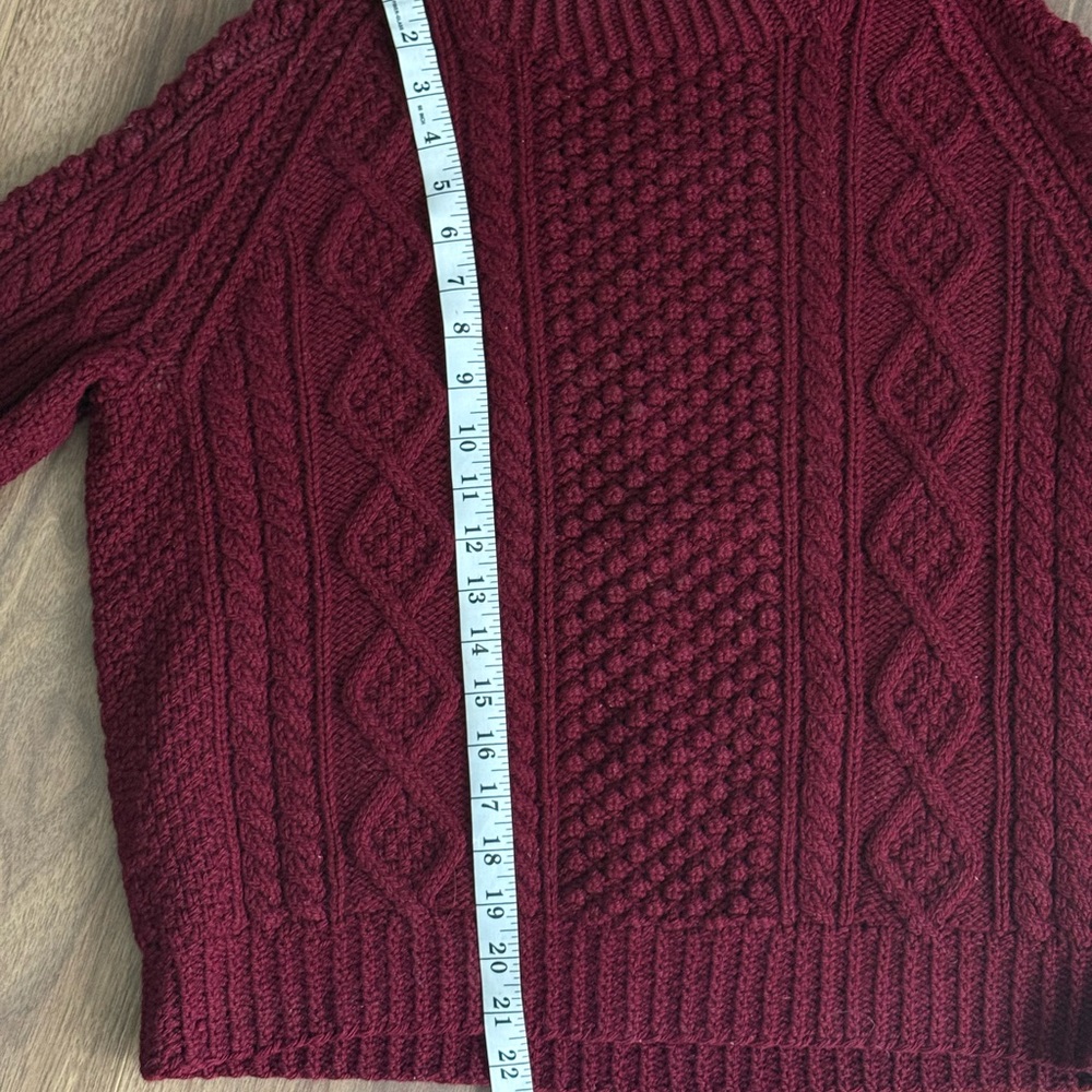 Vintage 70s Joseph F. Heron - Ardara Donegal Irish Handknit Wool Sweater Maroon - Picture 10 of 16